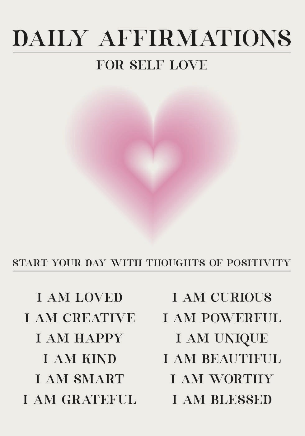 Tägliche Affirmationen für die Selbstliebe Poster