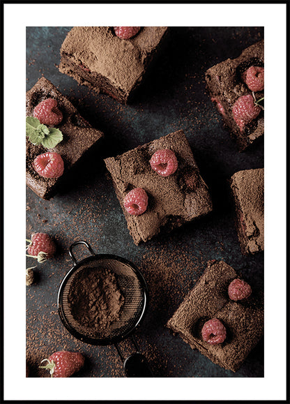 Dekadente Schokoladen-Himbeer-Brownies Poster