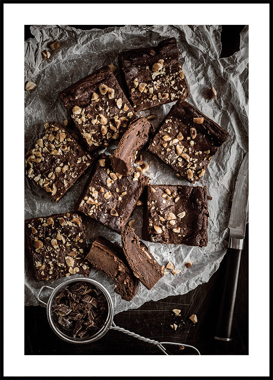 Poster Fudgy Haselnuss-Schokoladen-Brownies