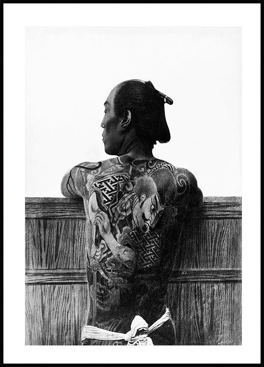 Mann mit Tattoo von Kusakabe Kimbei Poster 