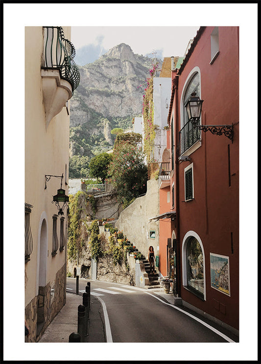 Poster Charmante Straße in Positano