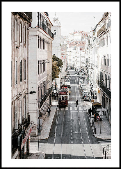 Poster Lissabon Straßenbahn Straße