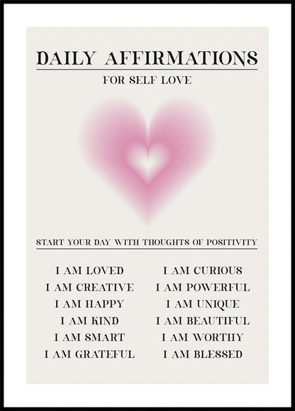 Tägliche Affirmationen für die Selbstliebe Poster